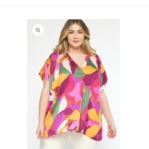 NWT ENTRO The Rouge Floral Print V-Neck Curve SIZE 1XL